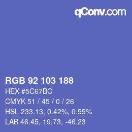 カラーコード: RGB 92 103 188 | qconv.com
