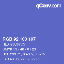 カラーコード: RGB 92 103 197 | qconv.com