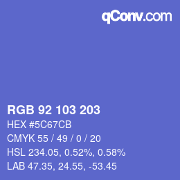 カラーコード: RGB 92 103 203 | qconv.com