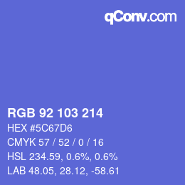カラーコード: RGB 92 103 214 | qconv.com