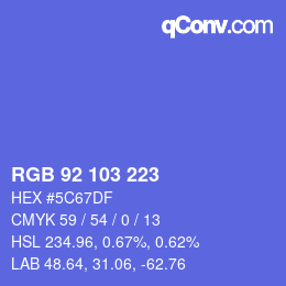 Color code: RGB 92 103 223 | qconv.com