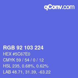 颜色代码: RGB 92 103 224 | qconv.com