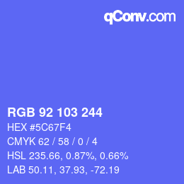 カラーコード: RGB 92 103 244 | qconv.com