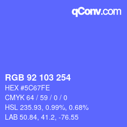 Color code: RGB 92 103 254 | qconv.com