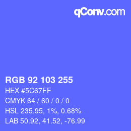 カラーコード: RGB 92 103 255 | qconv.com