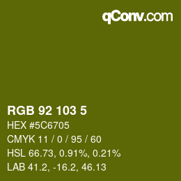 Color code: RGB 92 103 5 | qconv.com