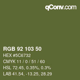 颜色代码: RGB 92 103 50 | qconv.com