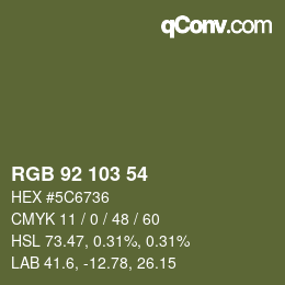 Color code: RGB 92 103 54 | qconv.com