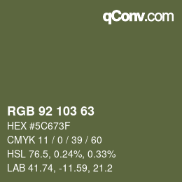 Código de color: RGB 92 103 63 | qconv.com