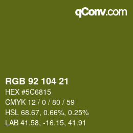 カラーコード: RGB 92 104 21 | qconv.com