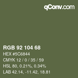 カラーコード: RGB 92 104 68 | qconv.com