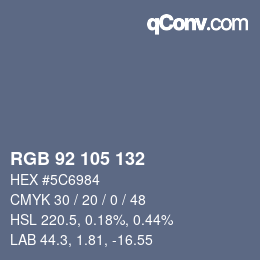 Color code: RGB 92 105 132 | qconv.com