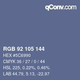 カラーコード: RGB 92 105 144 | qconv.com