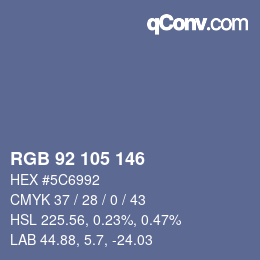 Color code: RGB 92 105 146 | qconv.com