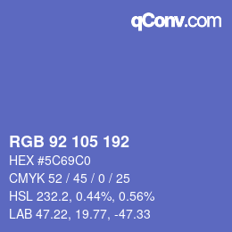 Color code: RGB 92 105 192 | qconv.com