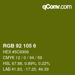Color code: RGB 92 105 6 | qconv.com