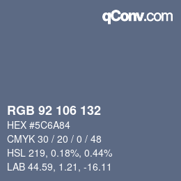 カラーコード: RGB 92 106 132 | qconv.com