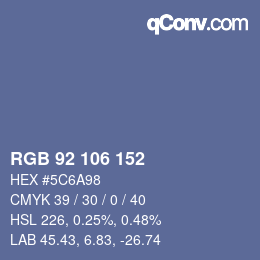 Farbcode: RGB 92 106 152 | qconv.com