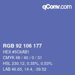 カラーコード: RGB 92 106 177 | qconv.com