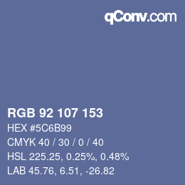 颜色代码: RGB 92 107 153 | qconv.com