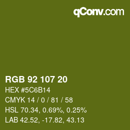 颜色代码: RGB 92 107 20 | qconv.com