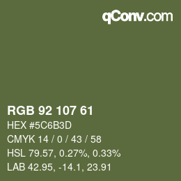 Farbcode: RGB 92 107 61 | qconv.com