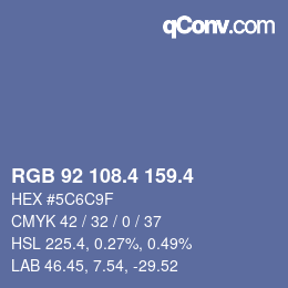 カラーコード: RGB 92 108.4 159.4 | qconv.com