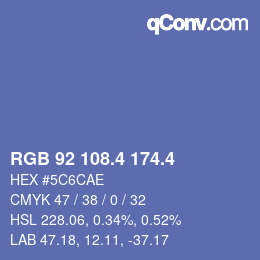 カラーコード: RGB 92 108.4 174.4 | qconv.com