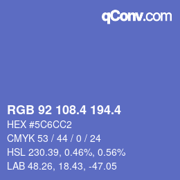 カラーコード: RGB 92 108.4 194.4 | qconv.com