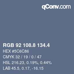 カラーコード: RGB 92 108.8 134.4 | qconv.com
