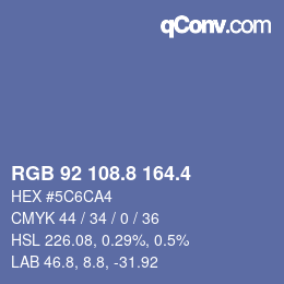 カラーコード: RGB 92 108.8 164.4 | qconv.com