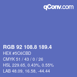 カラーコード: RGB 92 108.8 189.4 | qconv.com