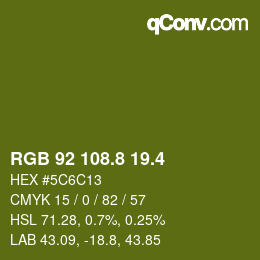カラーコード: RGB 92 108.8 19.4 | qconv.com