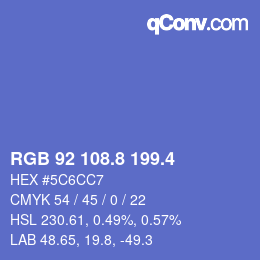 カラーコード: RGB 92 108.8 199.4 | qconv.com