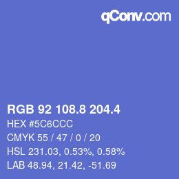 カラーコード: RGB 92 108.8 204.4 | qconv.com