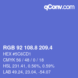 カラーコード: RGB 92 108.8 209.4 | qconv.com