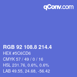 カラーコード: RGB 92 108.8 214.4 | qconv.com