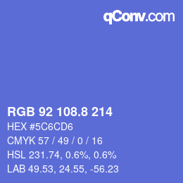 カラーコード: RGB 92 108.8 214 | qconv.com