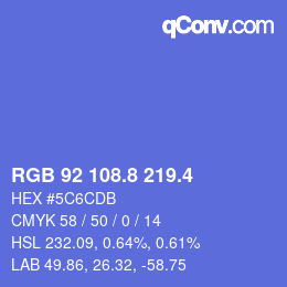 カラーコード: RGB 92 108.8 219.4 | qconv.com