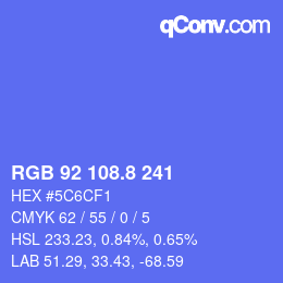 カラーコード: RGB 92 108.8 241 | qconv.com