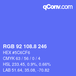 カラーコード: RGB 92 108.8 246 | qconv.com