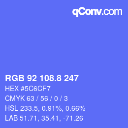 カラーコード: RGB 92 108.8 247 | qconv.com