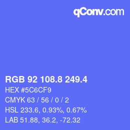 カラーコード: RGB 92 108.8 249.4 | qconv.com