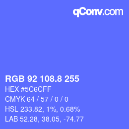 カラーコード: RGB 92 108.8 255 | qconv.com