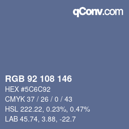 カラーコード: RGB 92 108 146 | qconv.com