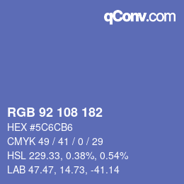 カラーコード: RGB 92 108 182 | qconv.com