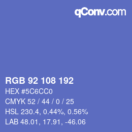Color code: RGB 92 108 192 | qconv.com
