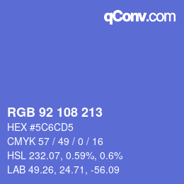 カラーコード: RGB 92 108 213 | qconv.com