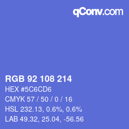 カラーコード: RGB 92 108 214 | qconv.com