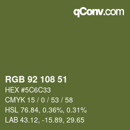 カラーコード: RGB 92 108 51 | qconv.com